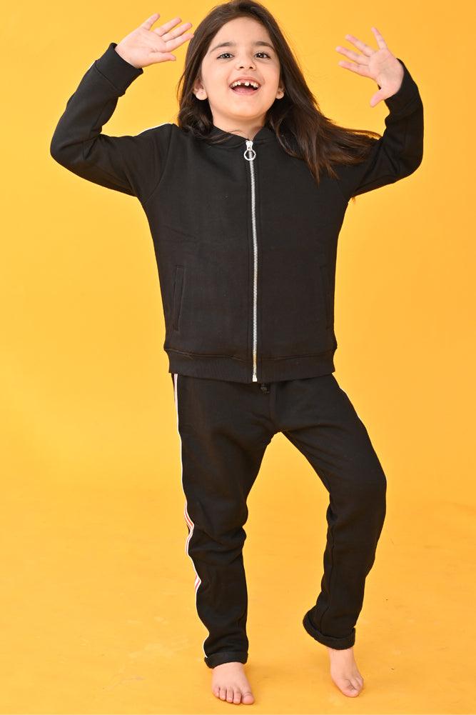 WARM BLACK TAPE GIRLS JOGGER (FLEECE) - Anthrilo Design House