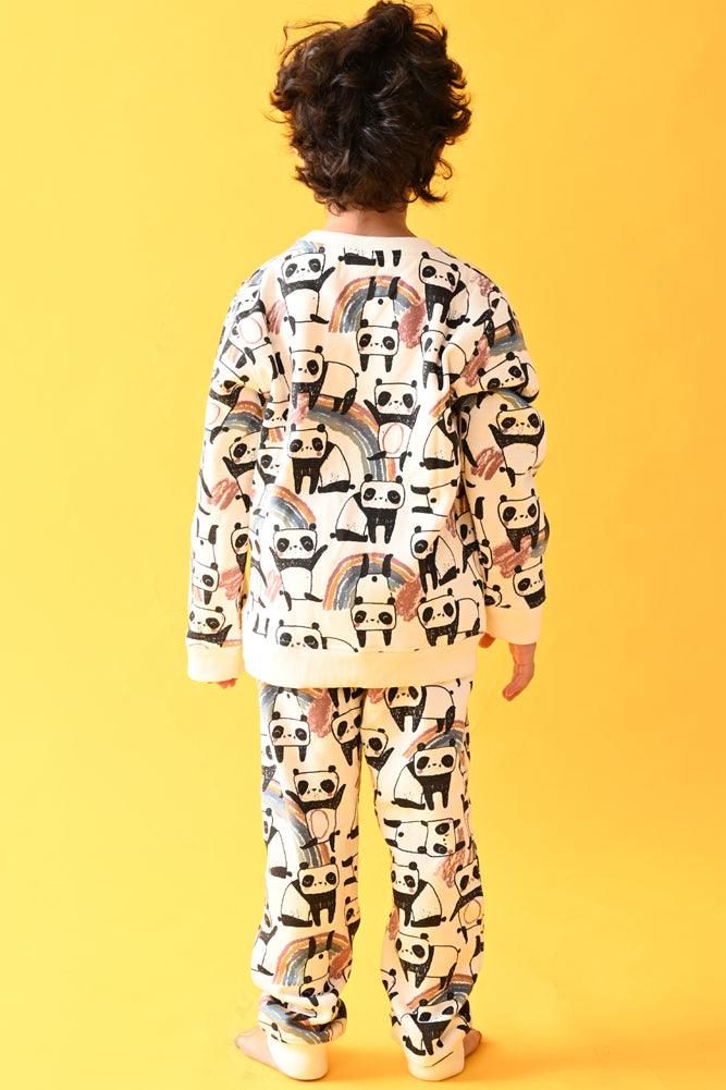 PANDA FLEECE SWEATSHIRT JOGGER SET - WHITE - Anthrilo Design House