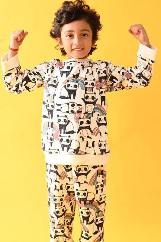 PANDA FLEECE BOYS SWEATSHIRT - WHITE - Anthrilo Design House