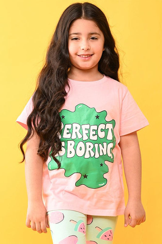 PERFECT IS BORING SHORT SLEEVES T-SHIRT - PINK - Anthrilo India