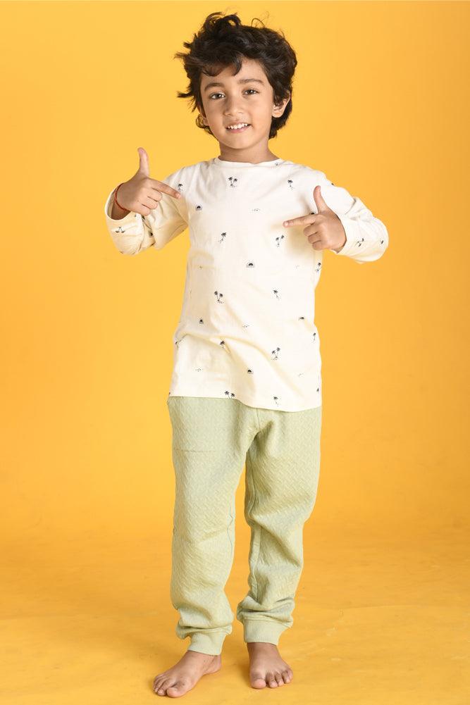 PALM LONG SLEEVES T-SHIRT - OFF WHITE - Anthrilo Design House