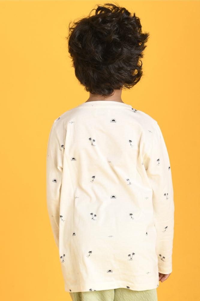 PALM LONG SLEEVES T-SHIRT - OFF WHITE - Anthrilo Design House