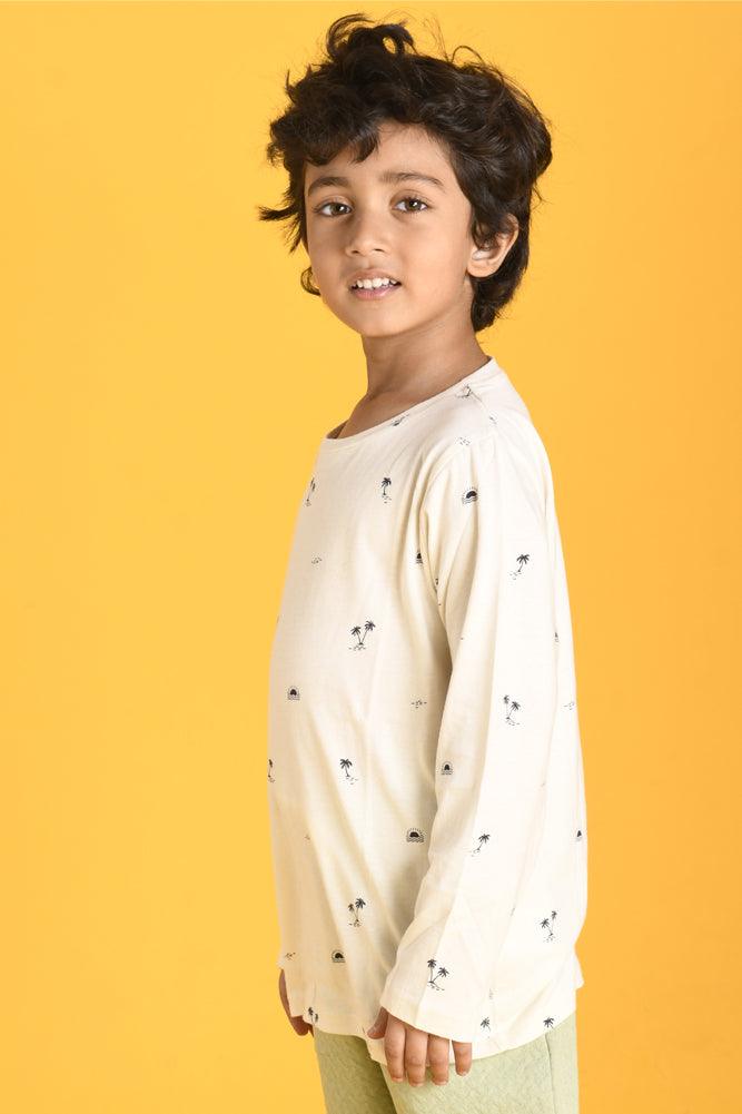 PALM LONG SLEEVES T-SHIRT - OFF WHITE - Anthrilo Design House