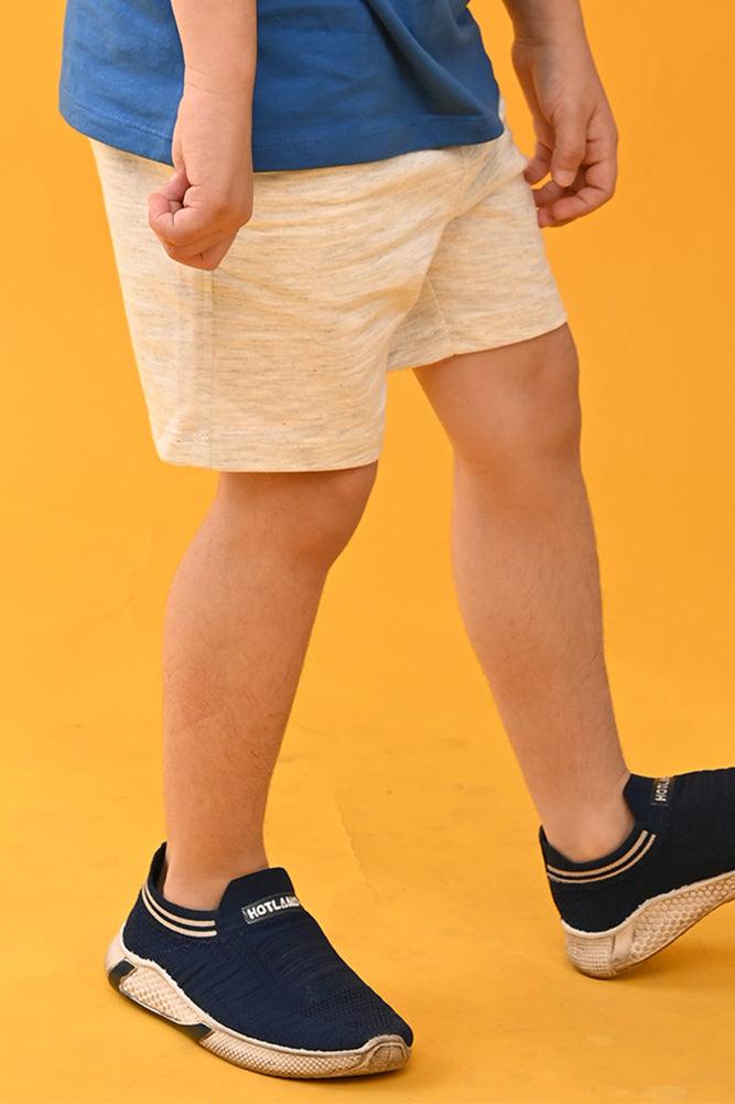 ECRU MELANGE PRINTED BOYS SHORTS - ECRU - Anthrilo India