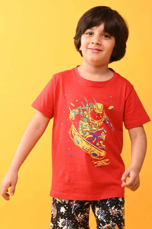 SKATE OF MIND SHORT SLEEVES T-SHIRT - RED - Anthrilo India