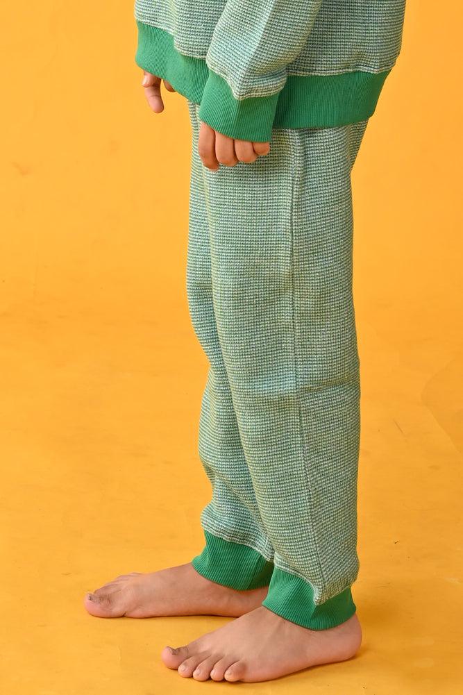 GREEN JACQUARD FLEECE JOGGER - GREEN - Anthrilo Design House