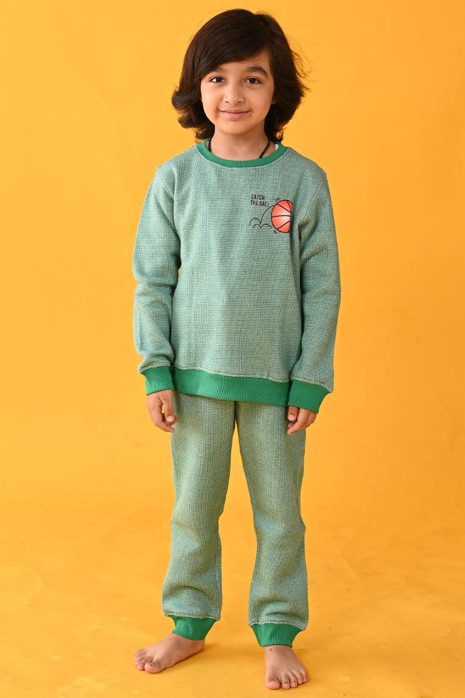 GREEN JACQUARD FLEECE JOGGER - GREEN - Anthrilo Design House