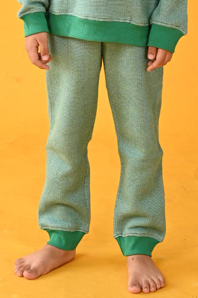 GREEN JACQUARD FLEECE JOGGER - GREEN - Anthrilo Design House