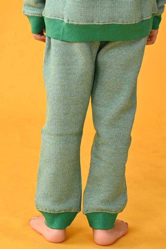 GREEN JACQUARD FLEECE JOGGER - GREEN - Anthrilo Design House