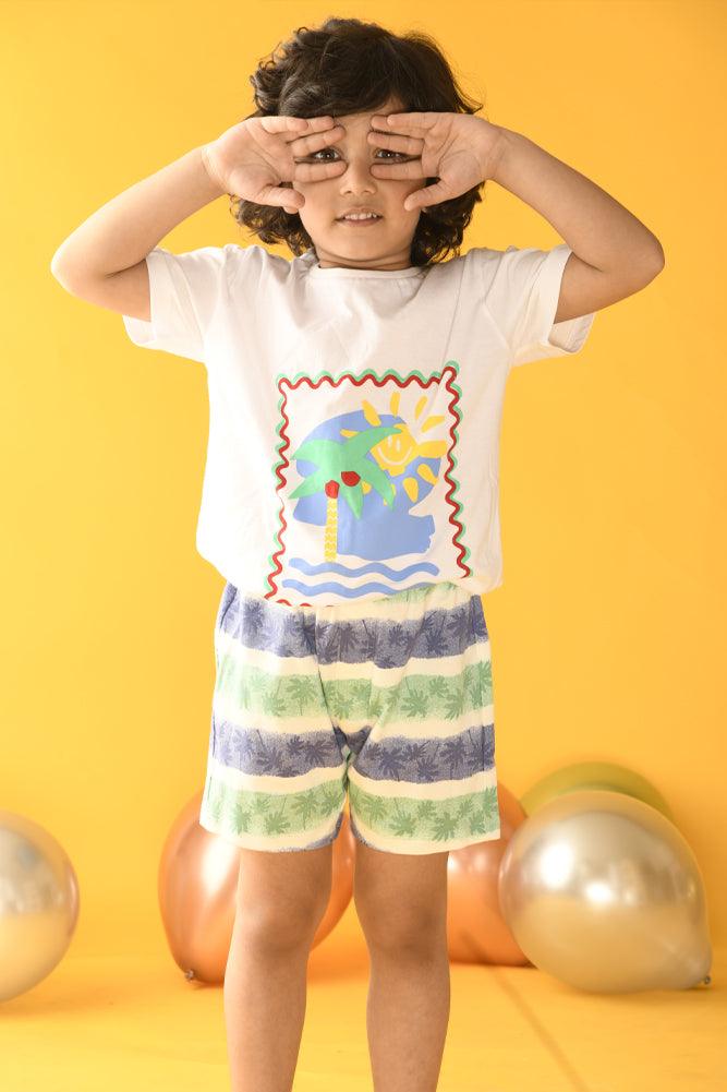 BEACH VIBES SUMMER BOYS T-SHIRT - WHITE - Anthrilo Design House