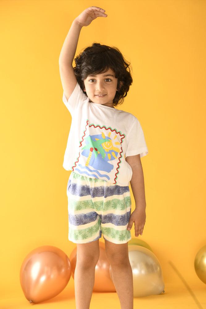 BEACH VIBES SUMMER BOYS T-SHIRT - WHITE - Anthrilo Design House