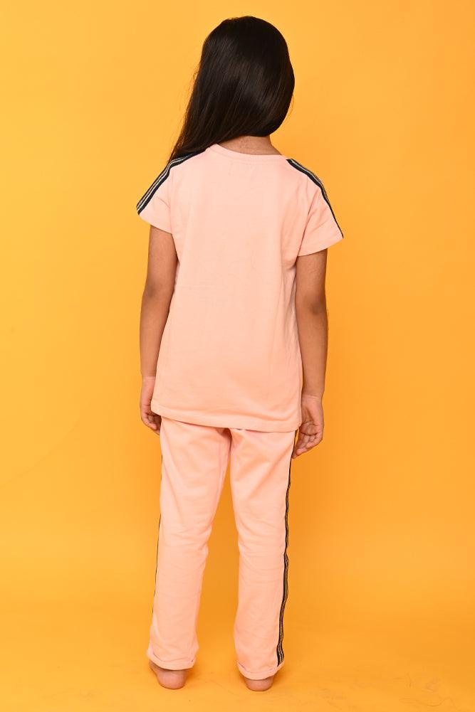 PINK HEART GIRLS SUMMER JOGGER SET - PINK - Anthrilo India