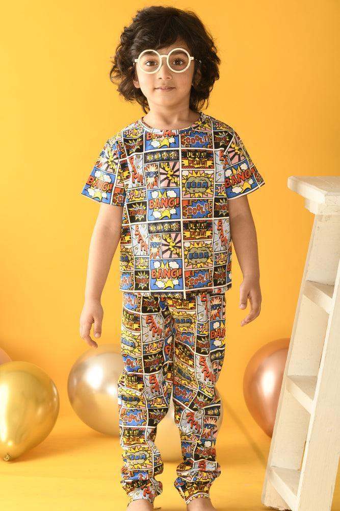 SUPERHERO SHORT SLEEVES PYJAMA SET - MULTICOLOR - Anthrilo Design House