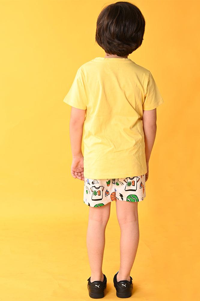 GOAL SPORTS MELANGE SHORTS SET - YELLOW/GREY - Anthrilo India