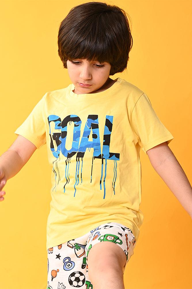GOAL SPORTS MELANGE SHORTS SET - YELLOW/GREY - Anthrilo India