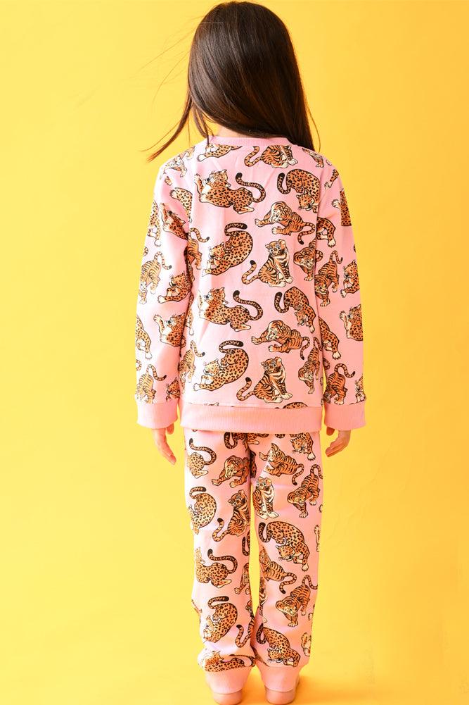 TIGERS GIRLS FLEECE SWEATSHIRT JOGGER SET - PINK - Anthrilo Design House