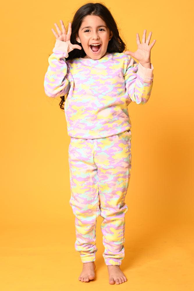 CAMOUFLAGE FLEECE GIRLS JOGGER - PINK - Anthrilo Design House
