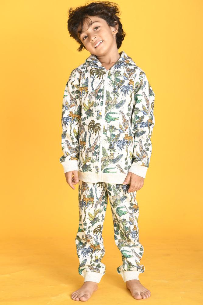 JUNGLE FLEECE BOYS JOGGER - WHITE - Anthrilo Design House