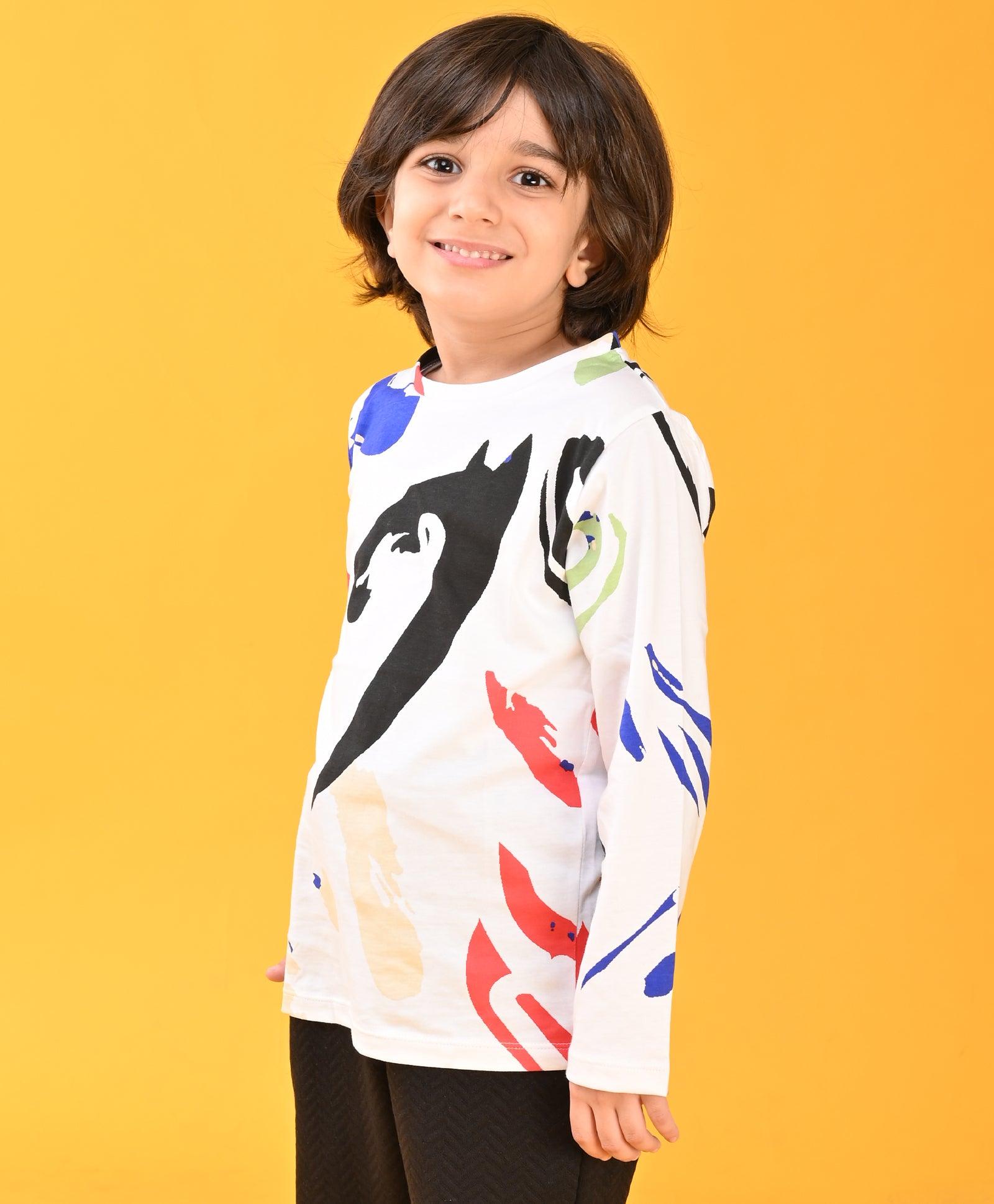 SPLASH LONG SLEEVES T-SHIRT - WHITE - Anthrilo Design House