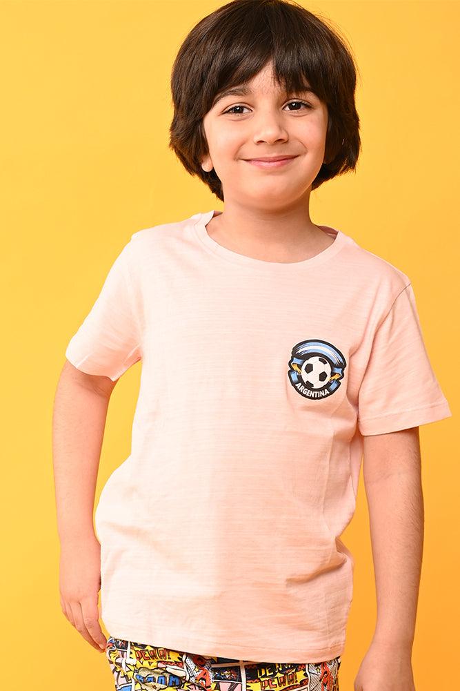 ARGENTINA PEACH SHORT SLEEVES T-SHIRT - PEACH - Anthrilo India