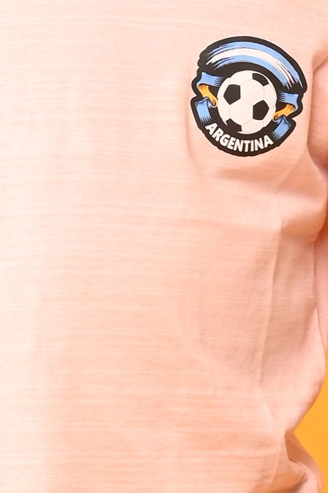 ARGENTINA PEACH SHORT SLEEVES T-SHIRT - PEACH - Anthrilo India
