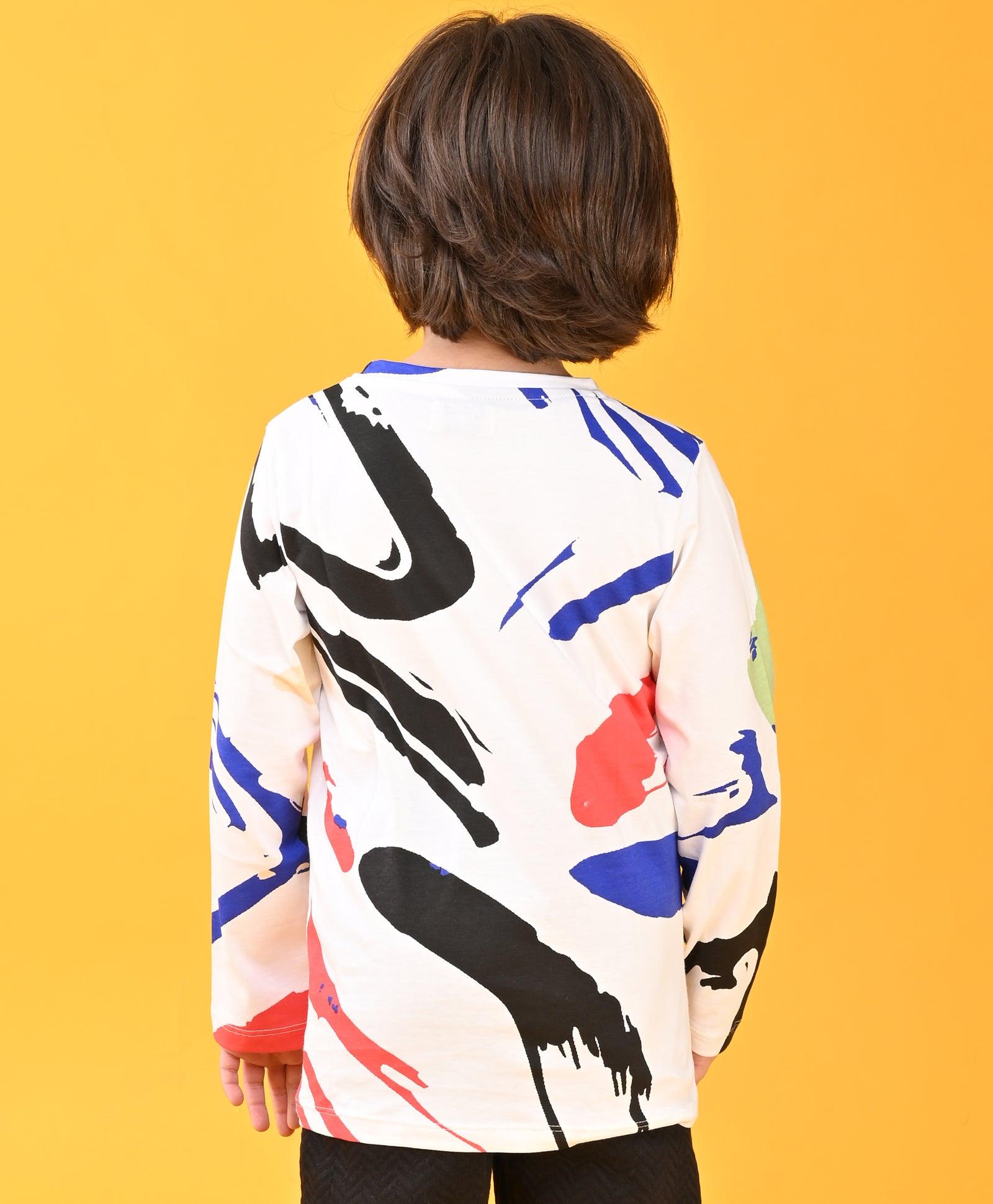 SPLASH LONG SLEEVES T-SHIRT - WHITE - Anthrilo Design House