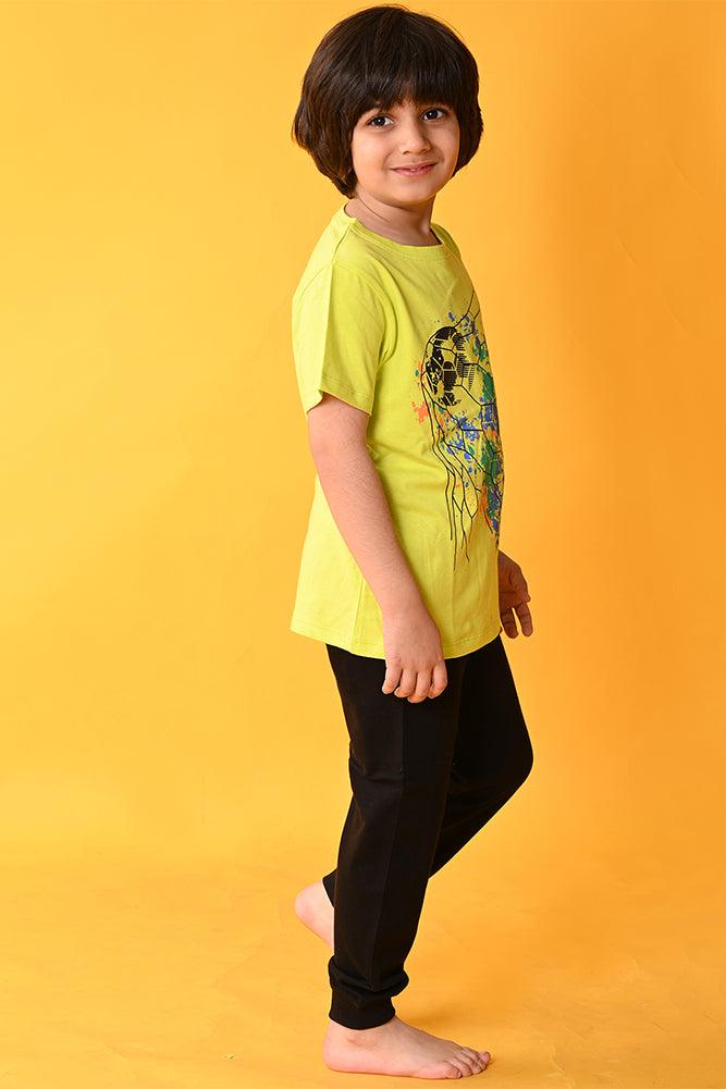 FOOTBALL BLACK JOGGER SET - LIME/BLACK - Anthrilo India