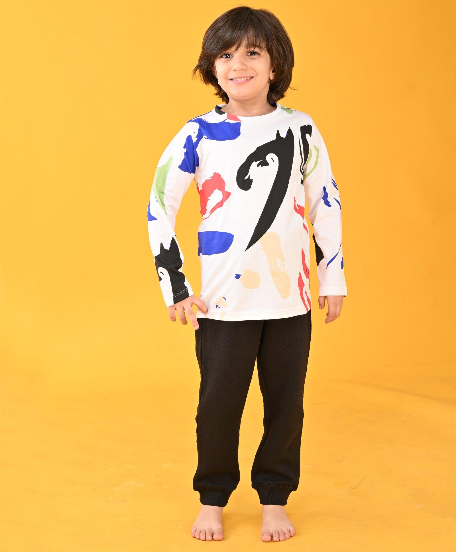 SPLASH LONG SLEEVES T-SHIRT - WHITE - Anthrilo Design House