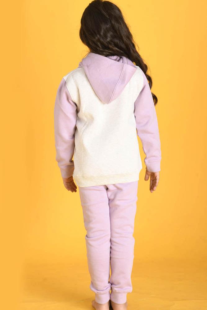 DREAMER LAVENDER FLEECE HOODIE JOGGER SET - ECRU MELANGE / PURPLE - Anthrilo Design House