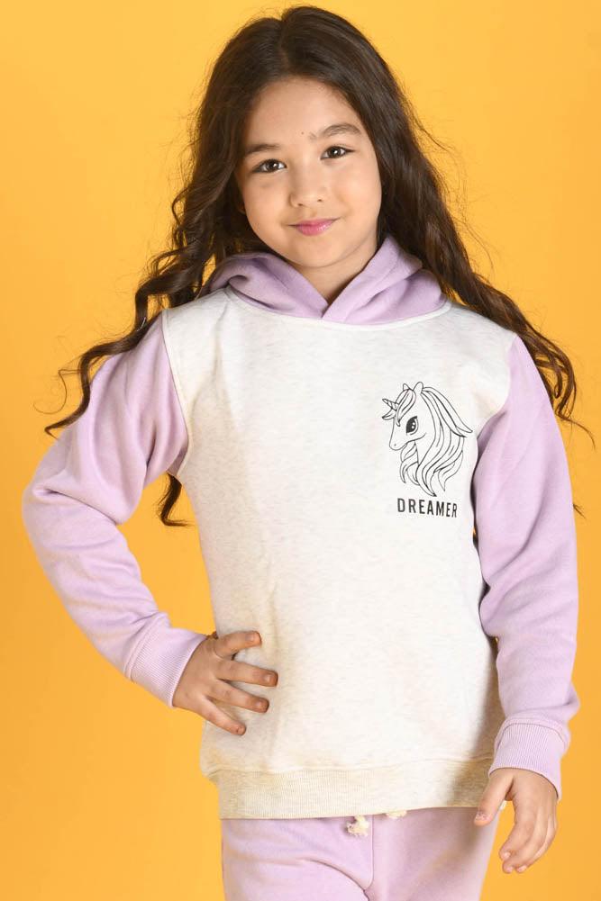 DREAMER LAVENDER FLEECE HOODIE JOGGER SET - ECRU MELANGE / PURPLE - Anthrilo Design House
