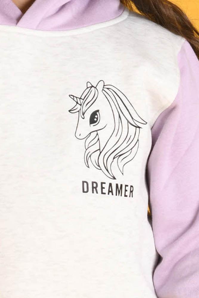 DREAMER LAVENDER FLEECE HOODIE JOGGER SET - ECRU MELANGE / PURPLE - Anthrilo Design House