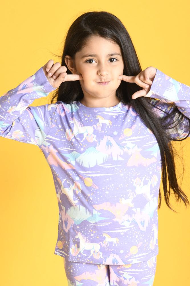 UNICORN PLANET LONG SLEEVES PYJAMA SET - PURPLE - Anthrilo Design House