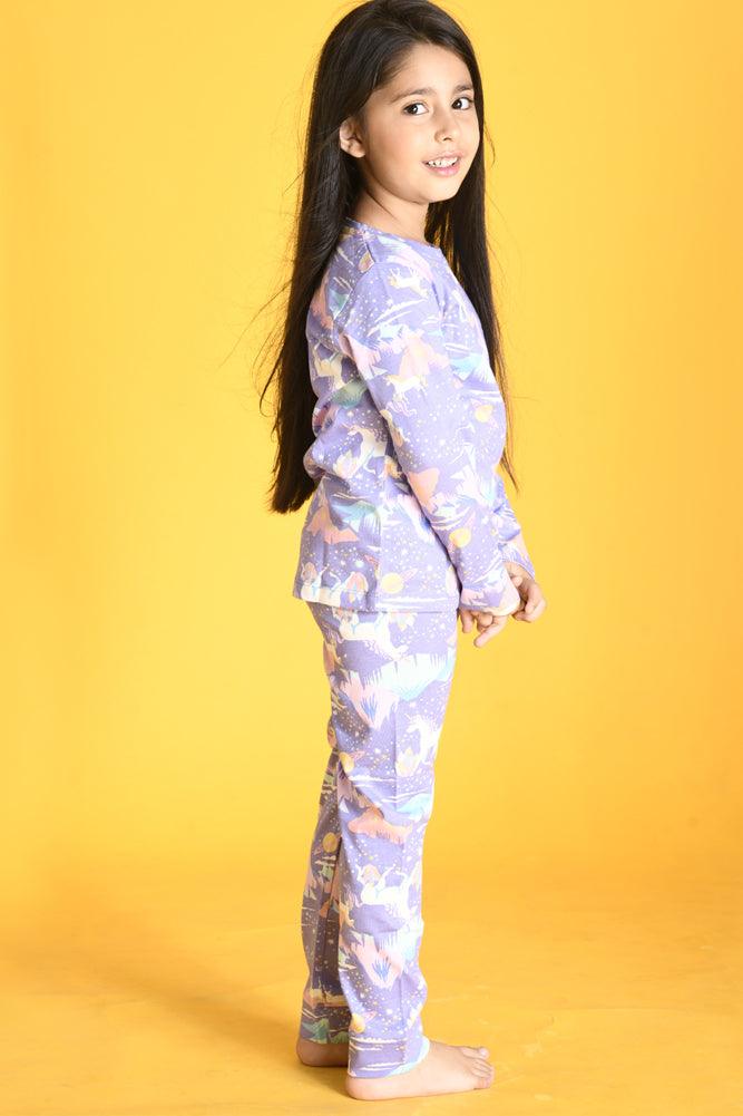 UNICORN PLANET LONG SLEEVES PYJAMA SET - PURPLE - Anthrilo Design House