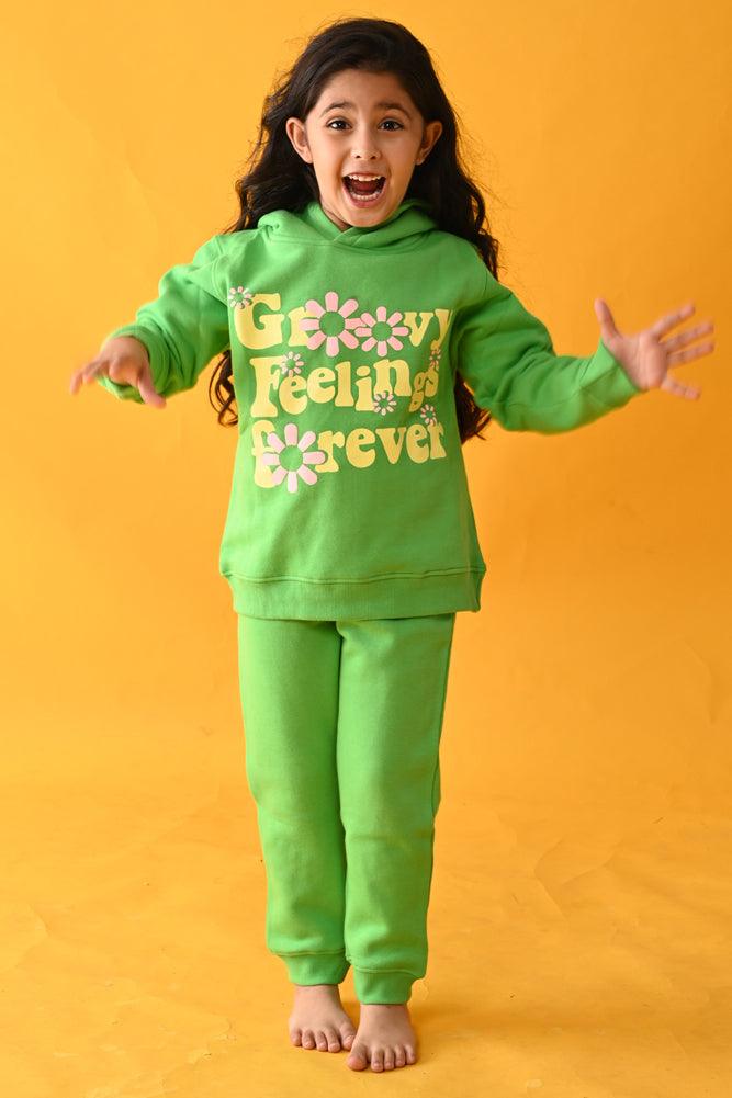 GREEN GIRLS FLEECE JOGGER - GREEN - Anthrilo Design House
