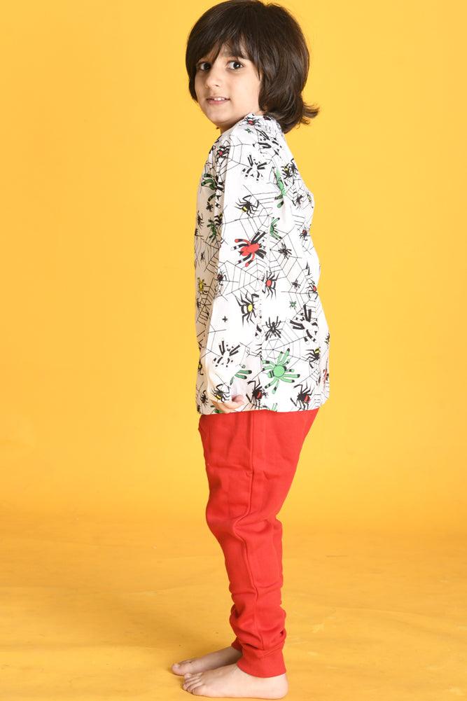 SPIDER TSHIRT RED FLEECE JOGGER SET - Anthrilo Design House