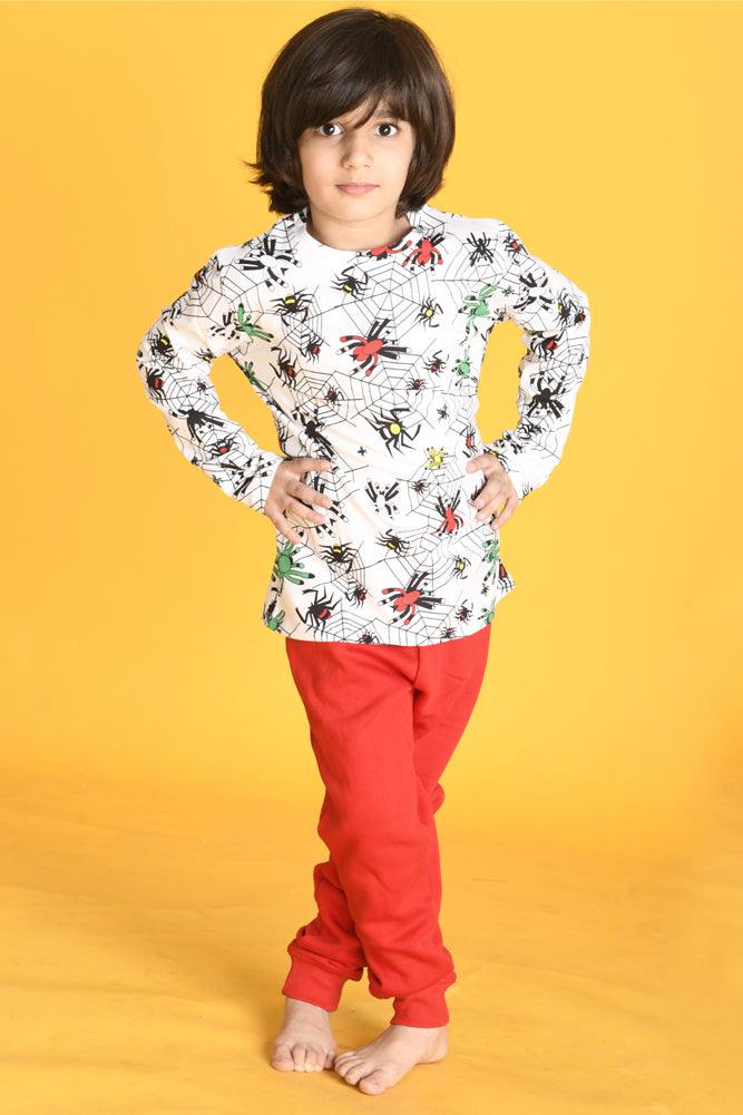 SPIDER TSHIRT RED FLEECE JOGGER SET - Anthrilo Design House