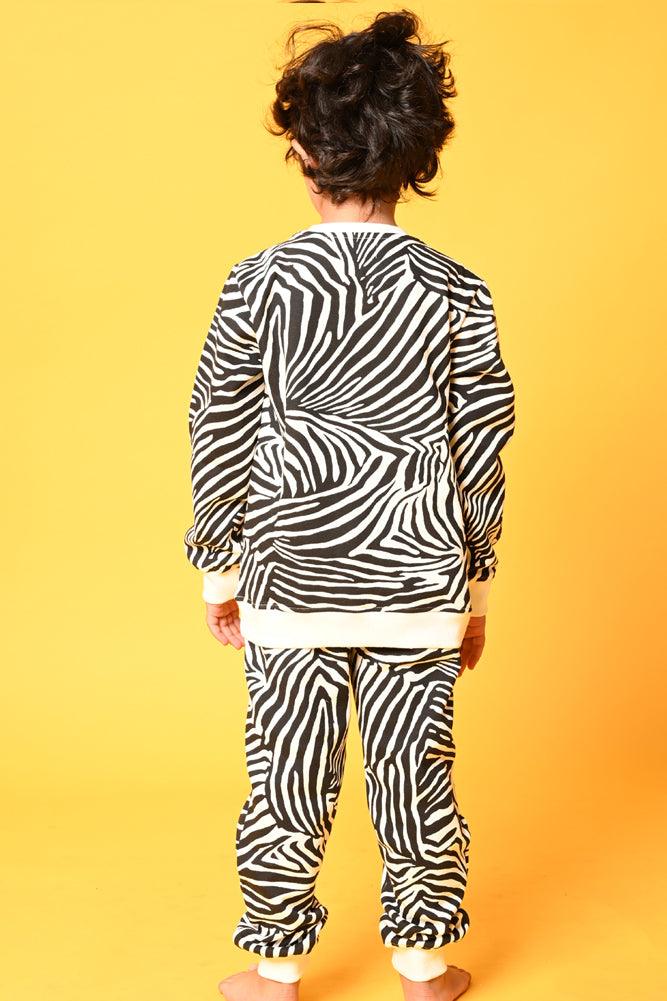 ZEBRA STRIPE FLEECE BOYS SWEATSHIRT - WHITE - Anthrilo Design House