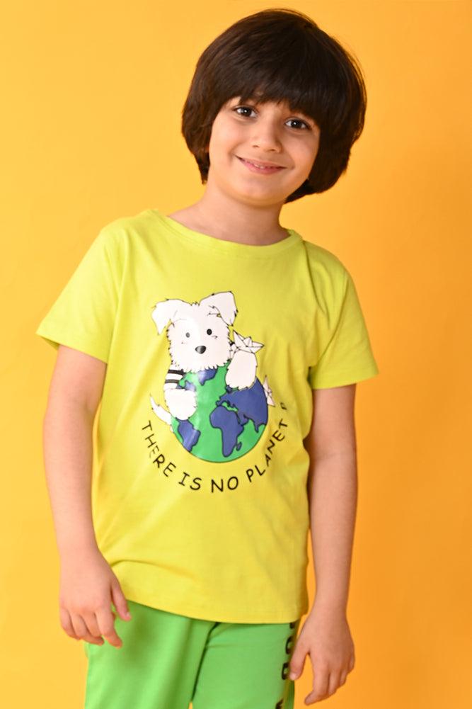 PLANET B SHORT SLEEVE T-SHIRT -LIME GREEN - Anthrilo India