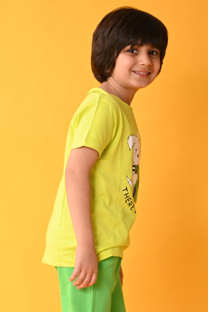 PLANET B SHORT SLEEVE T-SHIRT -LIME GREEN - Anthrilo India