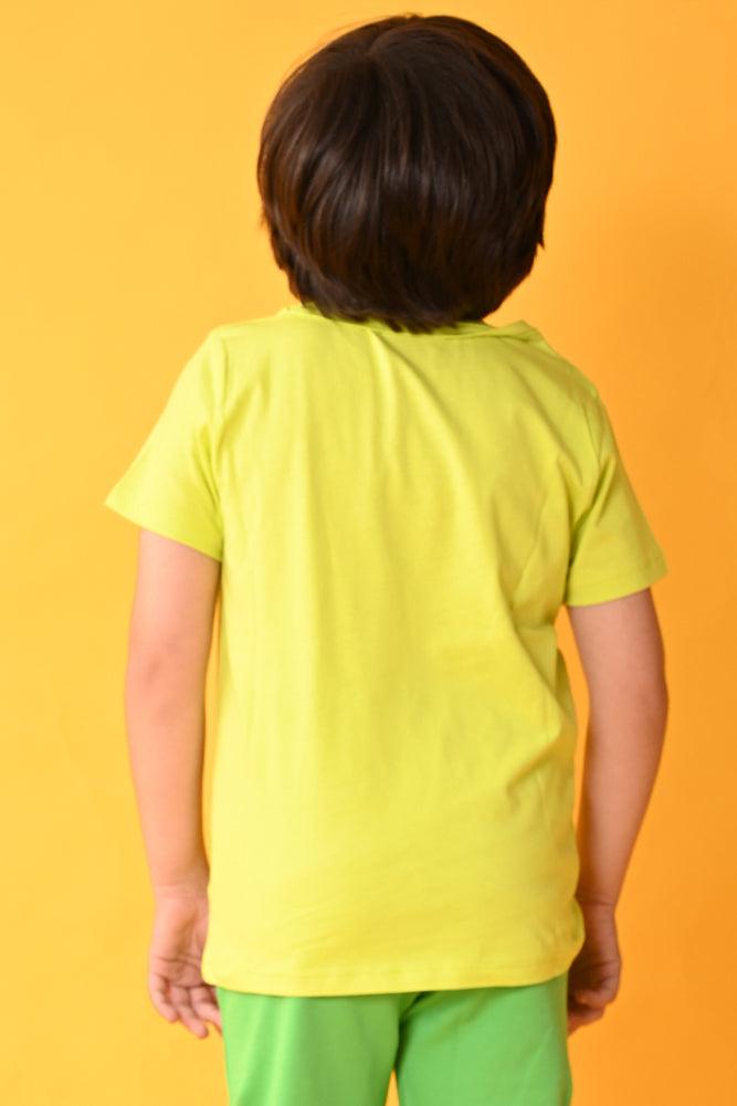 PLANET B SHORT SLEEVE T-SHIRT -LIME GREEN - Anthrilo India